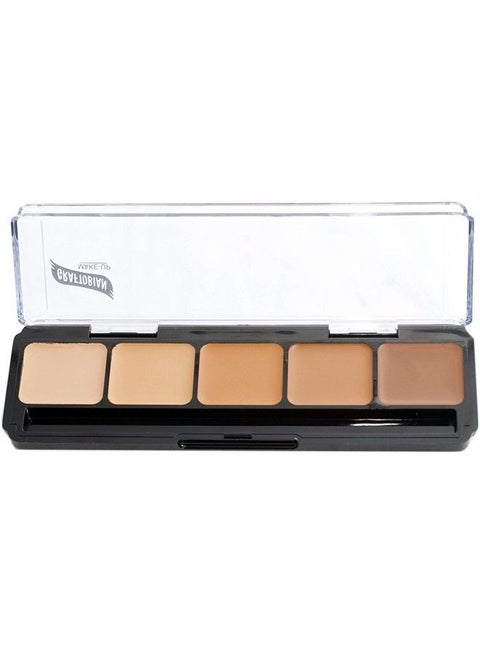 HD Glamour Crème Foundation Palette (Warm #3) - High Definition 5 Color Makeup Palette, Cream Based Foundation Concealer and Contour Palette, Full Coverage - Medium/Dark Warm Skin Shades