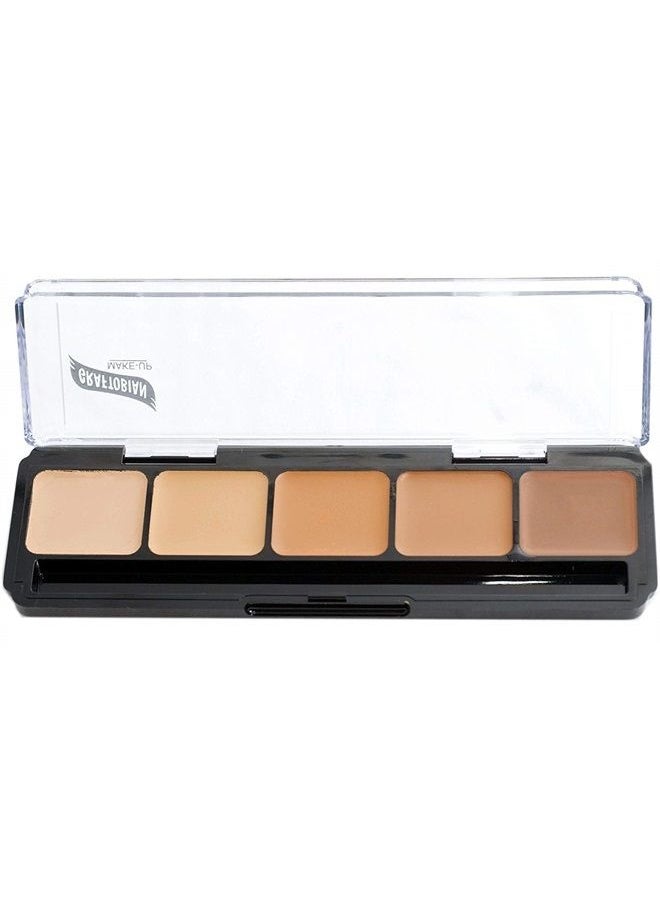 Graftobian - HD Glamour Crème Foundation Palette (Warm #3) - High Definition 5 Color Makeup Palette, Cream Based Foundation Concealer and Contour Palette, Full Coverage - Medium/Dark Warm Skin Shades - Image 1