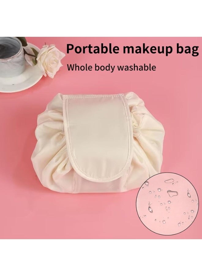 Flat Lay Makeup Bag,Lazy Drawstring Makeup Bags,Drawstring Makeup Bag，Travel Make Up Organiser for Cosmetics,Large Capacity Portable Magic Cosmetic Pouch,Capacity Travel Cosmetic Bag (Pink) - Image 4