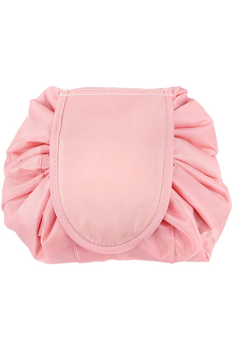 Flat Lay Makeup Bag,Lazy Drawstring Makeup Bags,Drawstring Makeup Bag，Travel Make Up Organiser for Cosmetics,Large Capacity Portable Magic Cosmetic Pouch,Capacity Travel Cosmetic Bag (Pink) - Image 1
