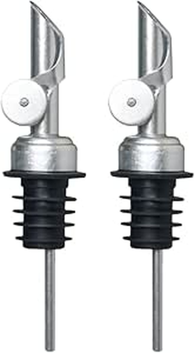 Stainless Steel Liquor Pourers 2PCS With Caps For Precise Oil Wine Vinegar Dispensing - Image 1