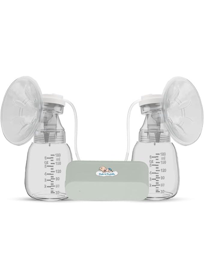 لطف وحضن شفاط حليب كهربائي – بدون استخدام اليدين، قابل للارتداء، لاسلكي وقابل لإعادة الشحن مع صندوق تخزين، بـ 9 مستويات و3 أوضاع | يتضمن حصائر تغيير حفاضات للأطفال من Cute 'n' Cuddle – عبوة 120 قطعة (60×90 سم، أخضر)، ناعمة ومقاومة للماء. - Image 3