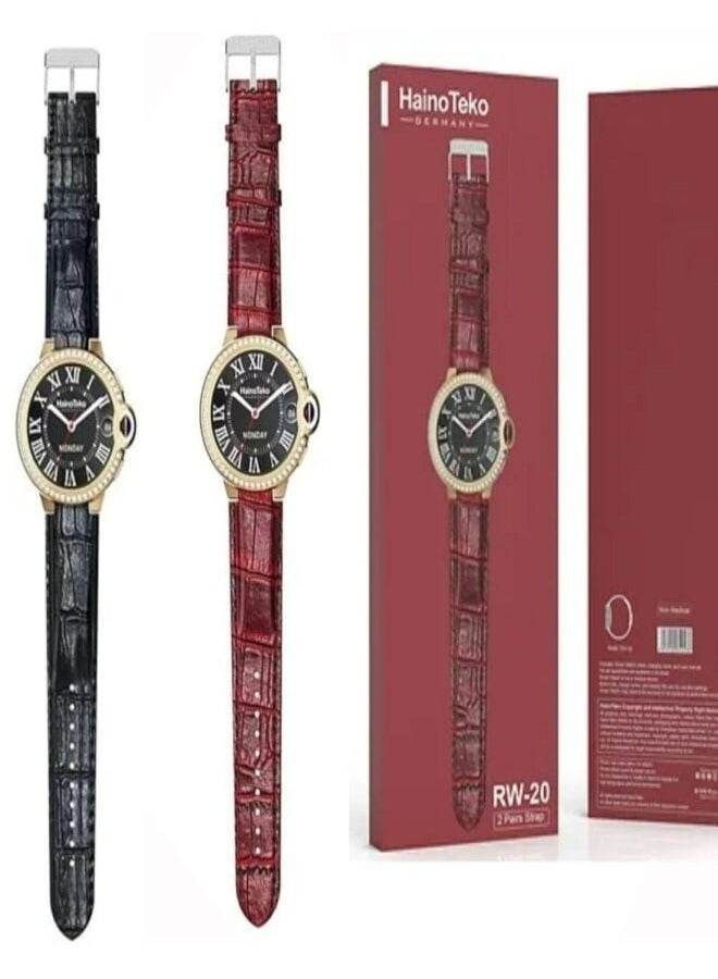 Haino Teko RW 20 Diamond edition classic Round smartwatch with Two set strap for women's and Girls Red - Image 2