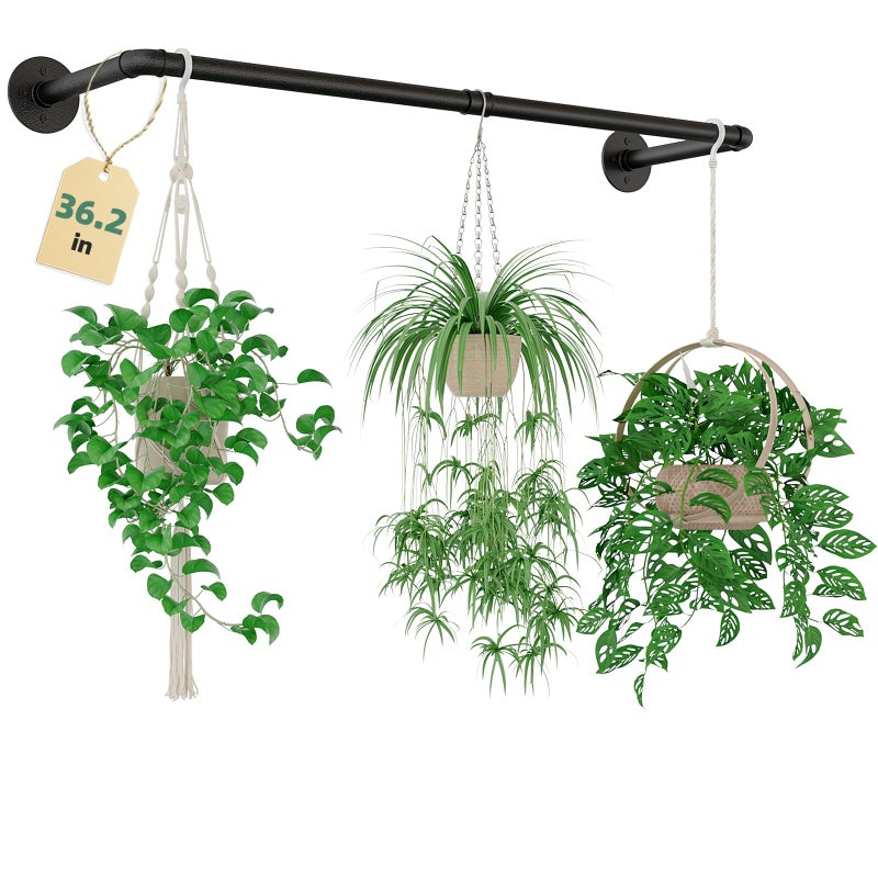 Galood Plant Hanger Indoor Hanging Planters for Indoor Plants Hanging Plant Holder Black Metal Rod(Pot/Chain/Plant not Included - Image 1