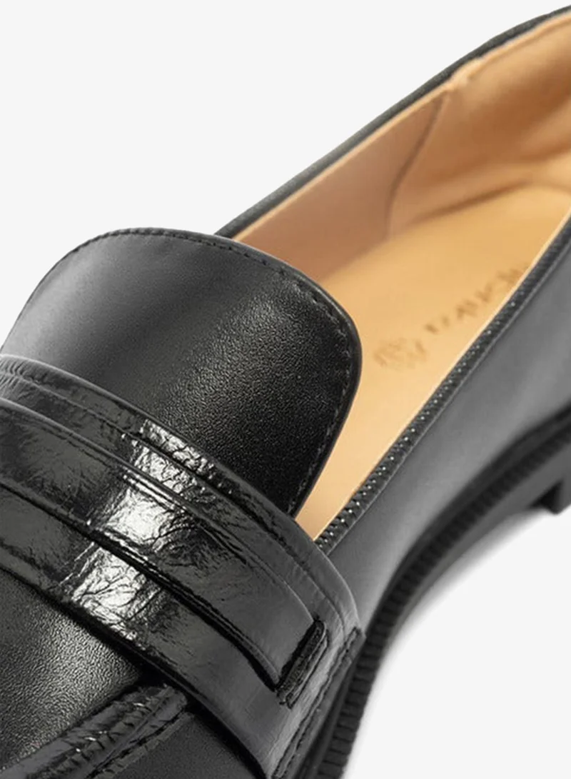 Paprika Buckle Accent Slip-On Loafers