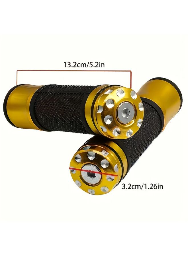 Aluminum Alloy Motorcycle Handle Grips Customizable CNC Anti Slip Design Street Handlebar Grips Durable For Bicycles And Scooters Golden - Image 2
