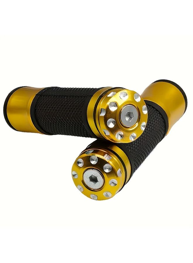 Aluminum Alloy Motorcycle Handle Grips Customizable CNC Anti Slip Design Street Handlebar Grips Durable For Bicycles And Scooters Golden - Image 5