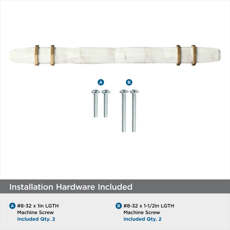 Amerock | Cabinet Pull | Marble White/Golden Champagne | 5-1/16 inch (128 mm) Center to Center | Carrione | 1 Pack | Drawer Pull | Drawer Handle | Cabinet Hardware | Zinc - Image 3