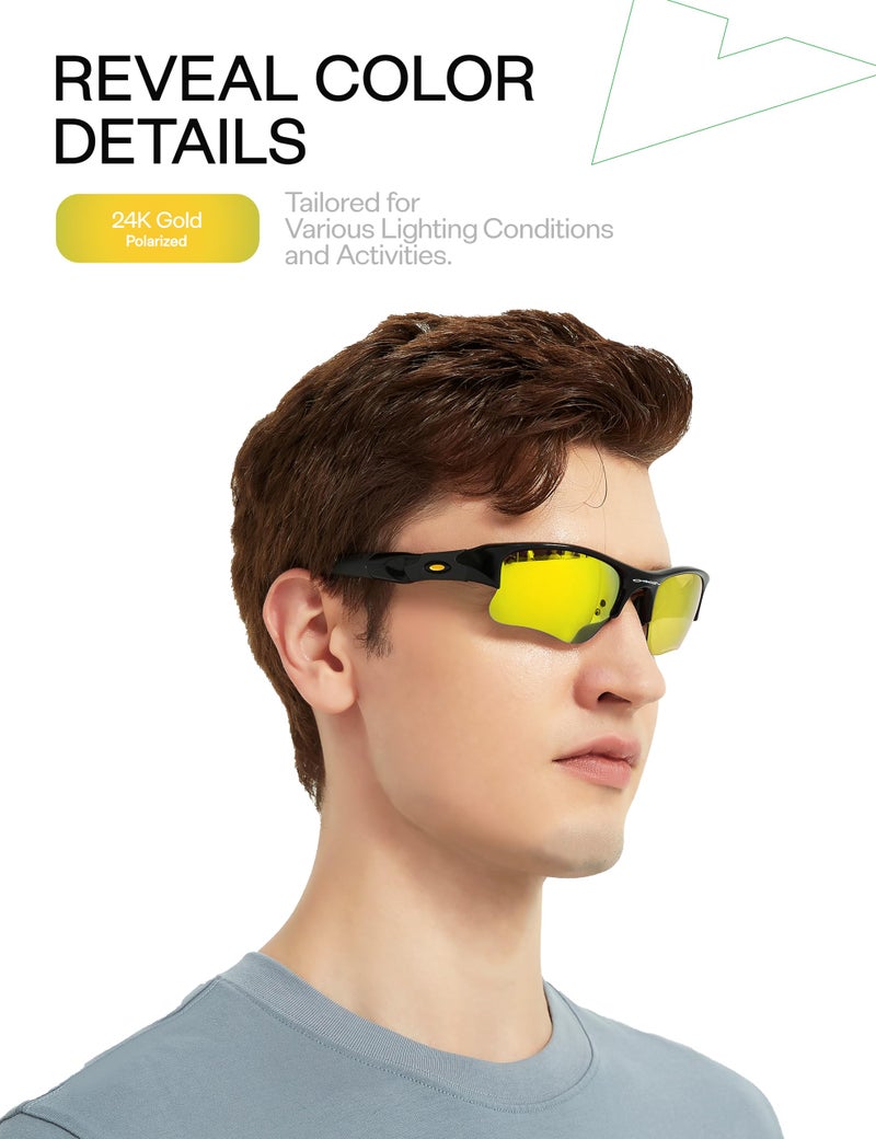 Mryok+ Polarized Replacement Lenses Compatible with Ray-Ban Meta Wayfarer RW4006 50mm - 24K Gold - Image 4