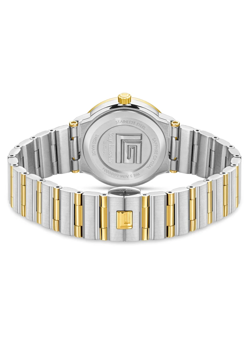 غاي لاروش Sacha Watch for Women with Silver and Gold Stainless Steel Bracelet 32 mm 5 Atm