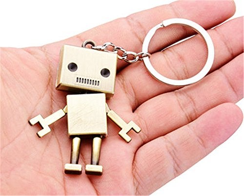 Hyning Kawaii Movable Metal Robot Keychain keyring Fashion Crystal Figure Metal Key Chain Ring for Women Men Gift Charms Pendant - Image 2