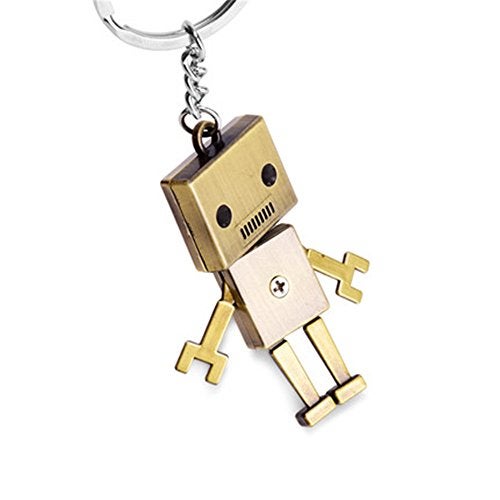 Hyning Kawaii Movable Metal Robot Keychain keyring Fashion Crystal Figure Metal Key Chain Ring for Women Men Gift Charms Pendant - Image 3