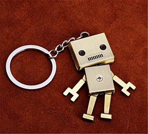 Hyning Kawaii Movable Metal Robot Keychain keyring Fashion Crystal Figure Metal Key Chain Ring for Women Men Gift Charms Pendant - Image 4