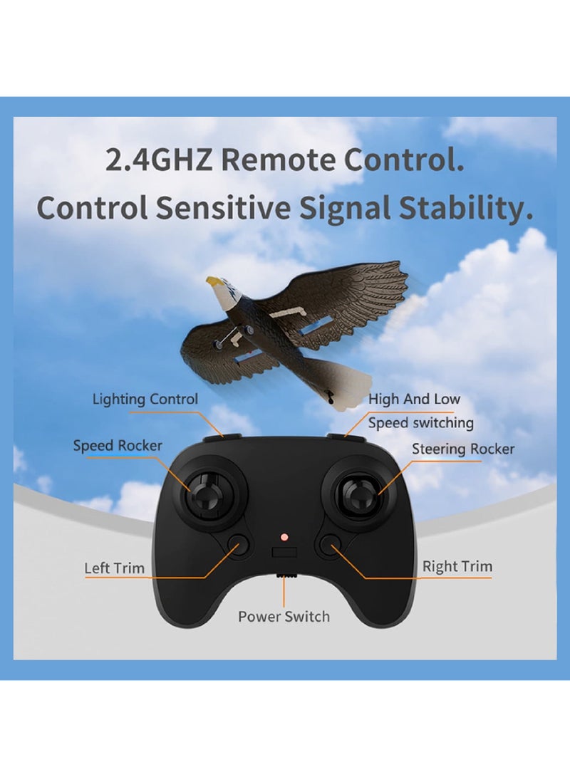 DIGI CORE RC Plane, Remote Control Eagle Plane, RTF Airplane, 2.4GHZ 2CH Flying Bird With Batteries & Propeller 6-axis Gyro Stabilizer, Easy to Fly Aircraft Remote Control For Beginners Adults Kids Boys HW-40 - Image 3