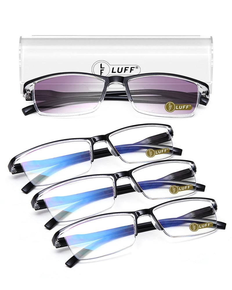 LUFF 4PCS AntiBluRay Reading Glasses Uv400Sun Readers With Spring Hinges20X