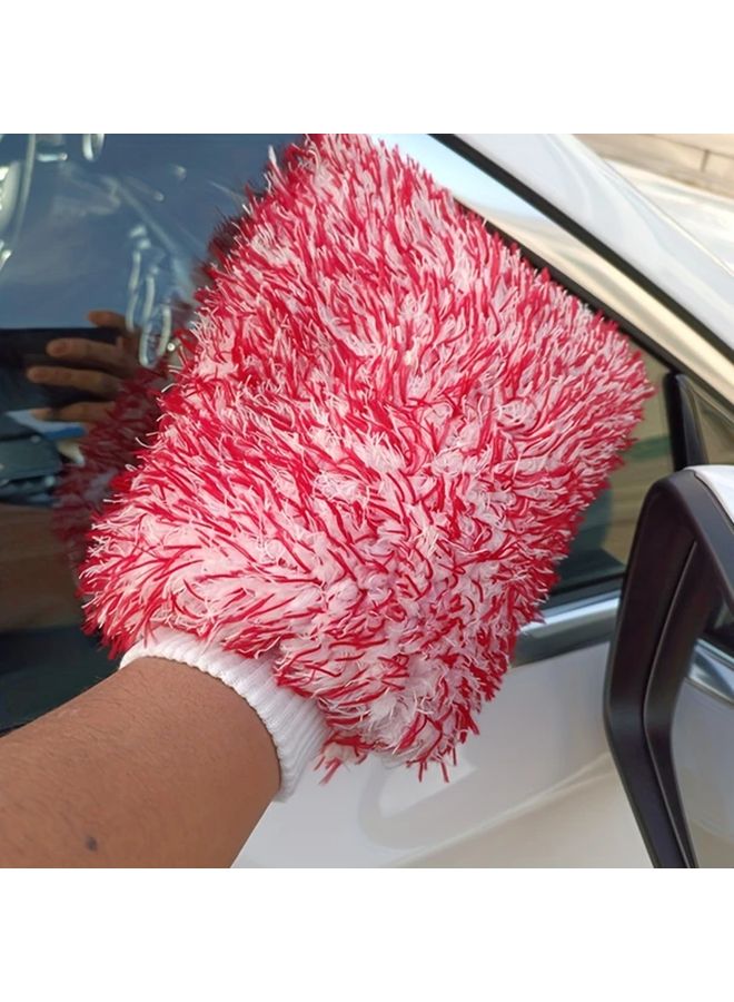 Orange Ultra Soft Coral Fleece Car Wash Mitt Large Plush Microfiber Cleaning Glove For Auto Maintenance - Image 1