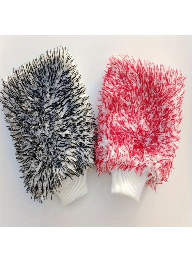 Orange Ultra Soft Coral Fleece Car Wash Mitt Large Plush Microfiber Cleaning Glove For Auto Maintenance - Image 4