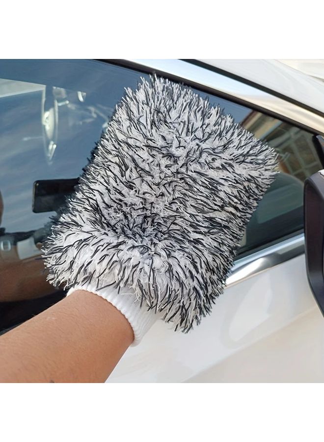 Orange Ultra Soft Coral Fleece Car Wash Mitt Large Plush Microfiber Cleaning Glove For Auto Maintenance - Image 3