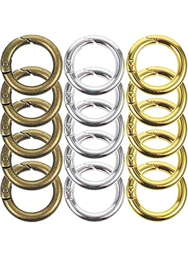 15pcs Alloy Keychain Rings for Crafts Jewelry Making Bronze Gold Silver Colors - Image 1