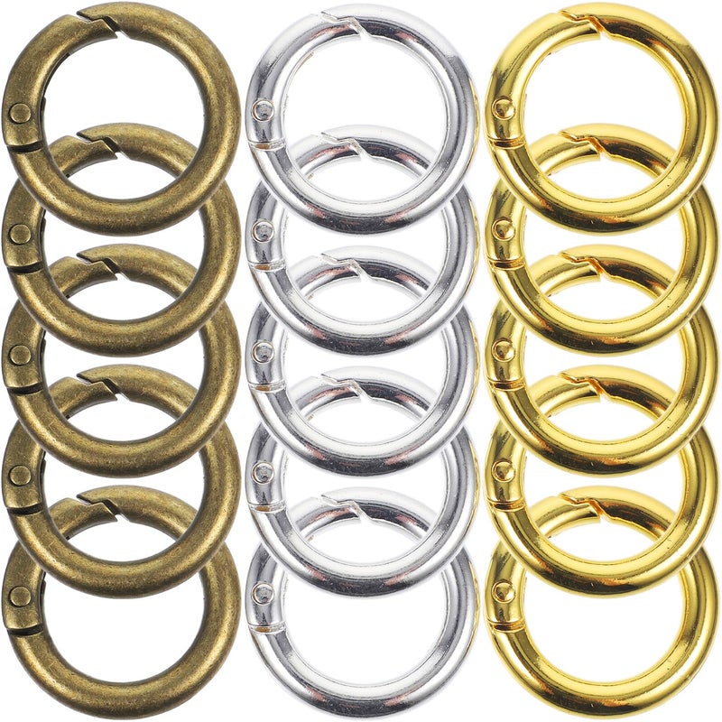 15pcs Alloy Keychain Rings for Crafts Jewelry Making Bronze Gold Silver Colors - Image 2