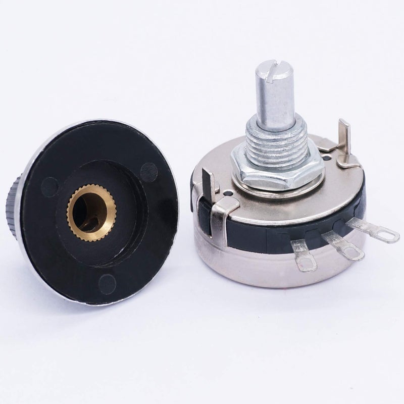 TWTADE / 2pcs Single Turn Rotary Carbon Linear Variable Potentiometer + 2pcs Knob WTH118-2W 47K Ohm - Image 5
