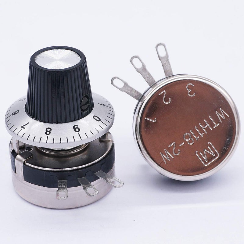 TWTADE / 2pcs Single Turn Rotary Carbon Linear Variable Potentiometer + 2pcs Knob WTH118-2W 47K Ohm - Image 3