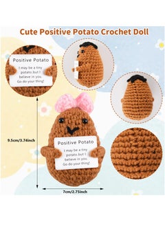 Excefore Handmade Positive Potato Toys, 2 Pcs Cute Mini Funny Positive Potato Knitted Plush Crochet Doll, Wool Positive Potato Crochet Doll, Gifts for Best Friends Lovers Birthday Gifts  - Image 5