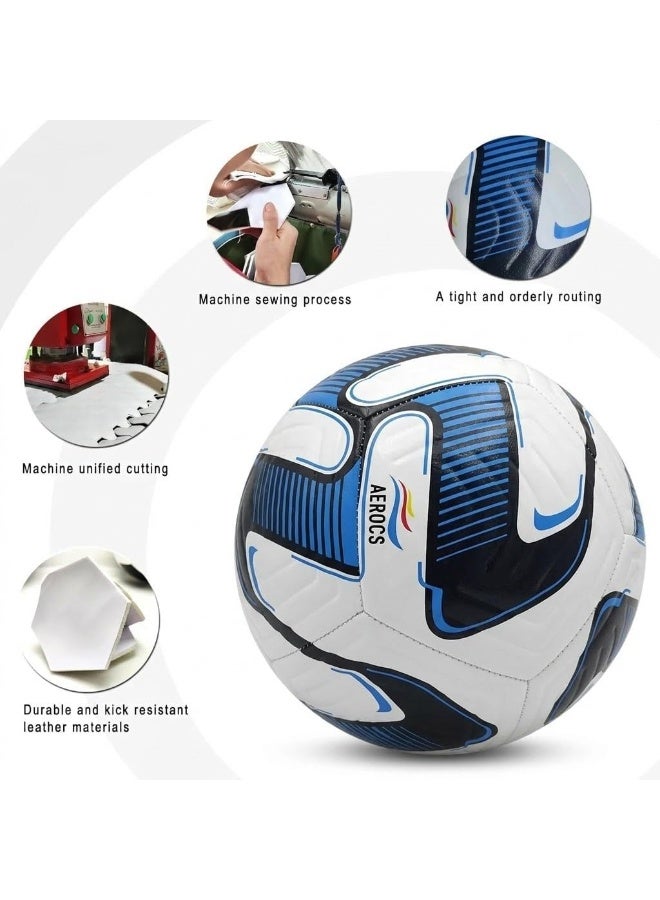 AEROCS Professional Size 5 Soccer Ball – PU Leather Football with Soft Touch Grip Strong Machine Stitching Butyl Rubber Bladder for Air Retention Ideal for Training Practice & Match Play on Grass or Turf - Image 5