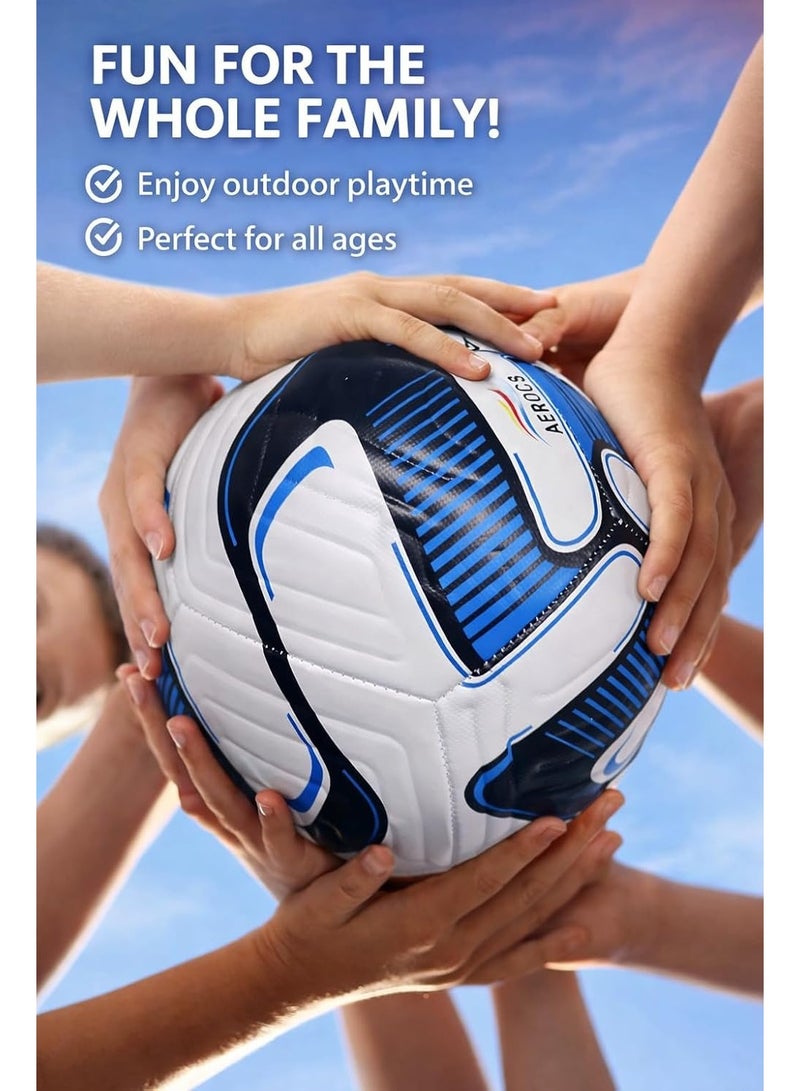 AEROCS Professional Size 5 Soccer Ball – PU Leather Football with Soft Touch Grip Strong Machine Stitching Butyl Rubber Bladder for Air Retention Ideal for Training Practice & Match Play on Grass or Turf - Image 3