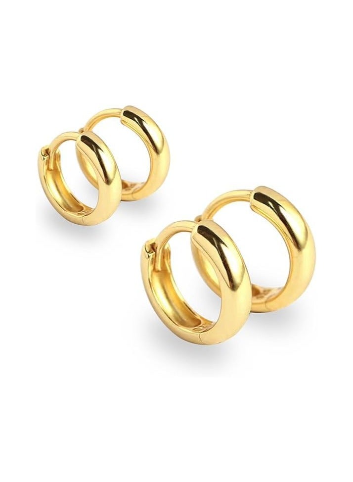 فيروز جوليري اقراط حلقية للنساء، اقراط دائرية مطلية بالذهب عيار 18 قيراط خفيفة الوزن لا تسبب الحساسية للبنات من فيروز جوليري - Image 1