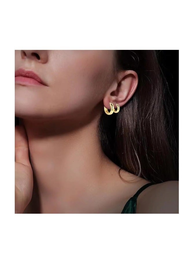 فيروز جوليري اقراط حلقية للنساء، اقراط دائرية مطلية بالذهب عيار 18 قيراط خفيفة الوزن لا تسبب الحساسية للبنات من فيروز جوليري - Image 2