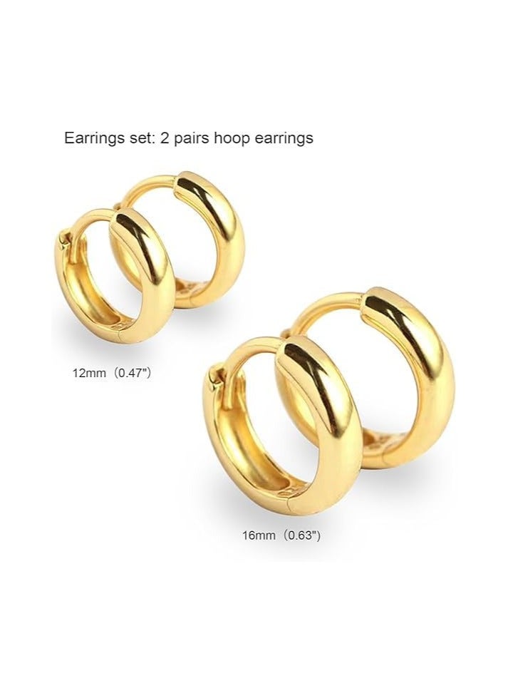 فيروز جوليري اقراط حلقية للنساء، اقراط دائرية مطلية بالذهب عيار 18 قيراط خفيفة الوزن لا تسبب الحساسية للبنات من فيروز جوليري - Image 4