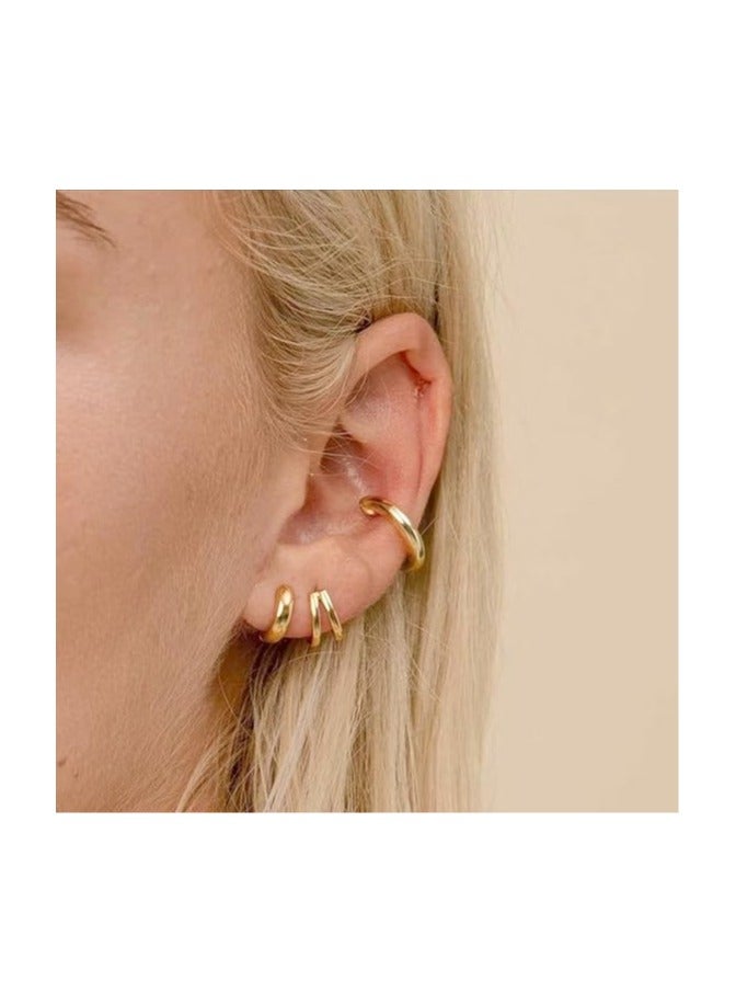 فيروز جوليري اقراط حلقية للنساء، اقراط دائرية مطلية بالذهب عيار 18 قيراط خفيفة الوزن لا تسبب الحساسية للبنات من فيروز جوليري - Image 3