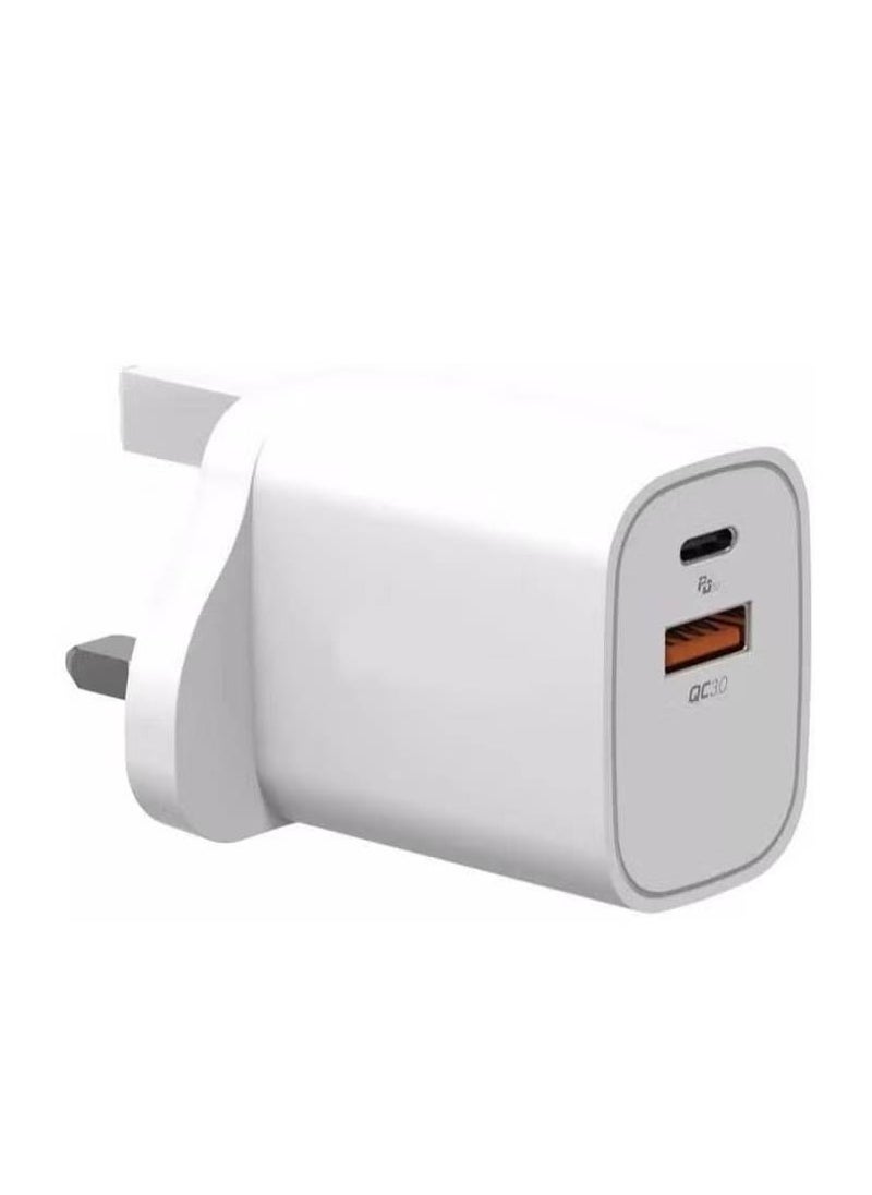 GENNEXT - USB C Plug Charger Fast Charging, 20W Type C PD Wall Charger Plug Power Adaptor Compatible with iPhone and Android Phones Laptops, 3.0 A (White) - Image 1