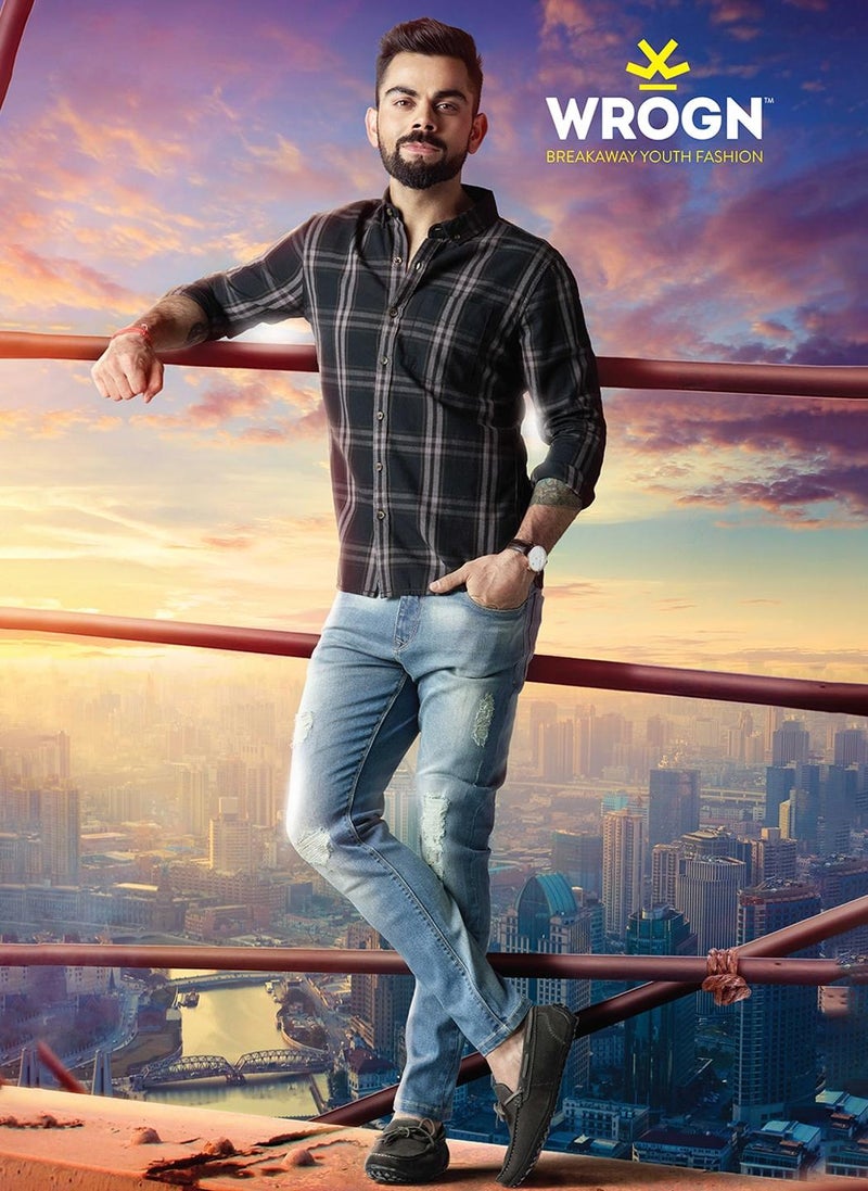 WROGN Men Black Slim Fit Checked Casual Shirt - Image 1