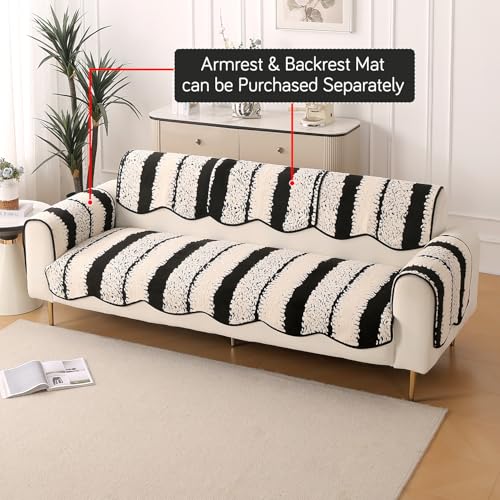 HOKIPO Luxury Wavy Antislip Plush Sofa Cover Mat for 3 Seater Sofa, Black (AR-5984-BLK*1) - Image 4