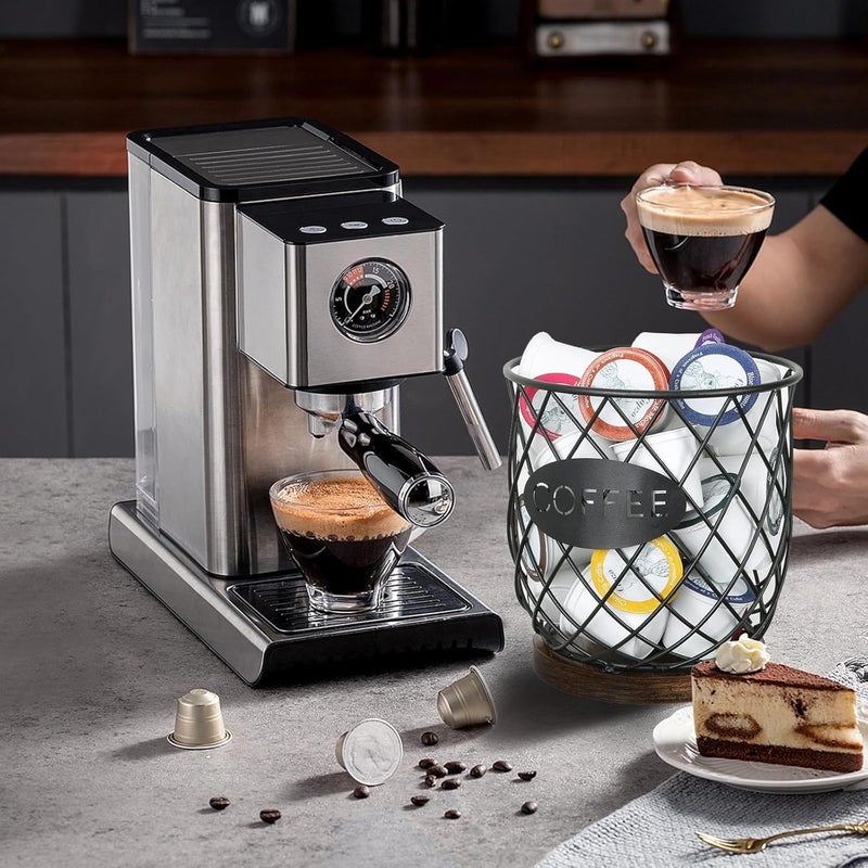 YINMIT K Cup Holder Organizer, Sturdy Coffee Pod Holder Organizer, 35 Kcup Large Capacity Storage Basket for Kitchen Counter and Office Desktop (Circular Grid) - Image 2