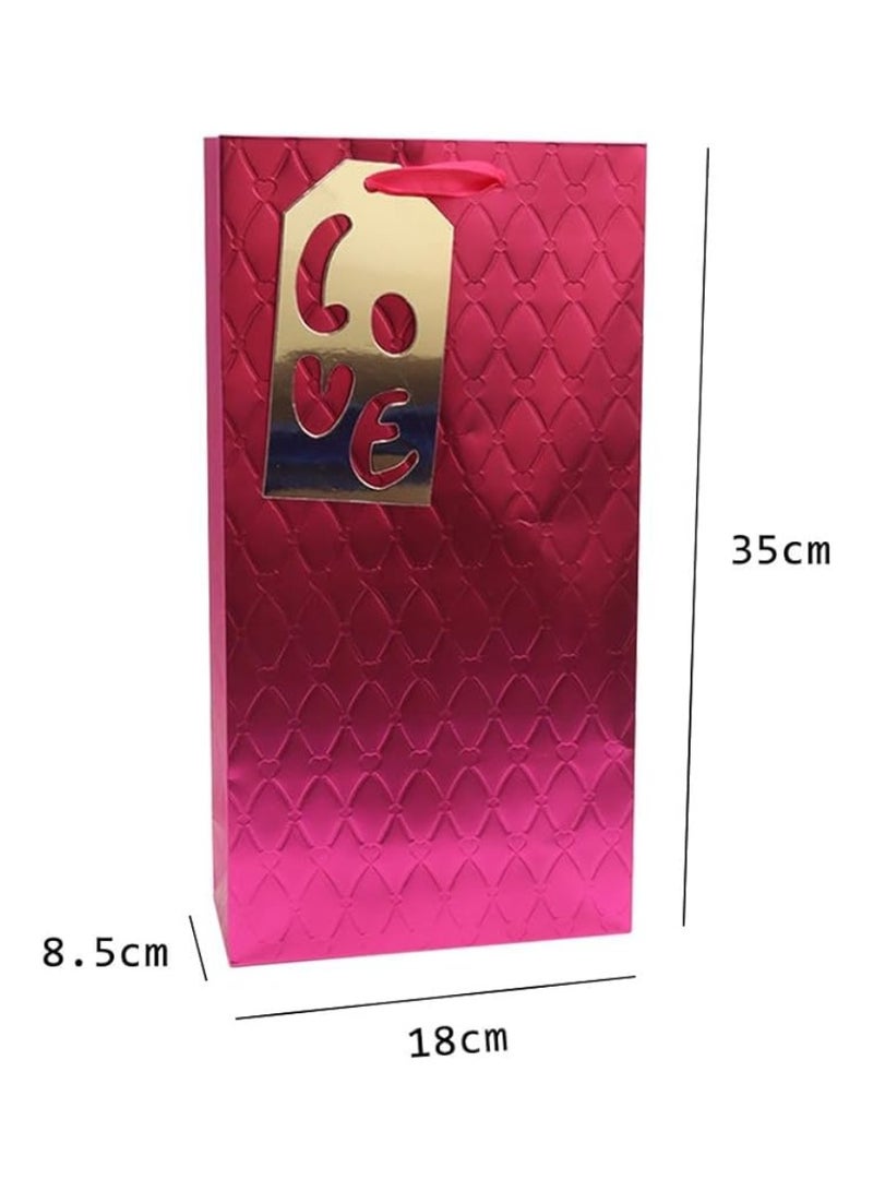 Yuwell Gift Bags With Comfortable Handle Set Of 6 Pcs For Birthday Wedding Gift Shopping And More Pink Love Bag 18L x 8.5W x 35H - Image 2