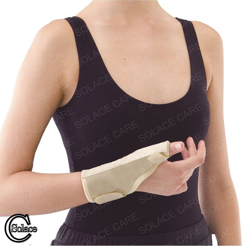solace care دعامة إبهام سولاس كير توفر الدعم للمعصم والإبهام للحماية اليد اليسرى أو اليمنى للكسور والتهاب المفاصل والتهاب الأوتار ومتلازمة النفق الرسغي بيج صغير 13 15 سم - Image 3