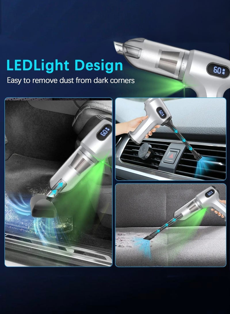 Handheld Cordless Car Vacuum Cleaner, 12000Pa Vacuum and Air Duster, 7 in 1 Mini Hand Held Vacuum Rechargeable AirDuster/Blower with LCD Display and LED Light, Multi-Nozzle, Suitable for Cars, Homes, Offices, Pets. - Image 5