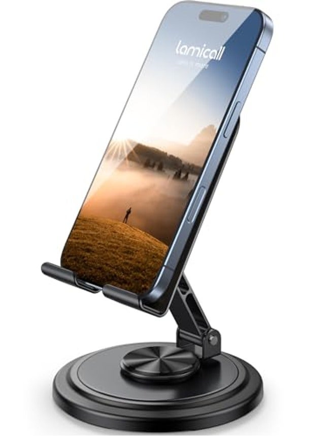 Lamicall Adjustable Phone Stand - 360° Rotatable Foldable Desktop Holder