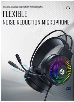 TIGER H82 Wired RGB Gaming Headset with Microphone, 3.5mm Audio Jack, USB Connection, LED Backlight, Noise-Cancelling Mic, Comfortable Ear Cushions, for PC, PS4, Xbox – Perfect for Gamers Seeking High-Quality Sound and Immersive Audio  - Image 3