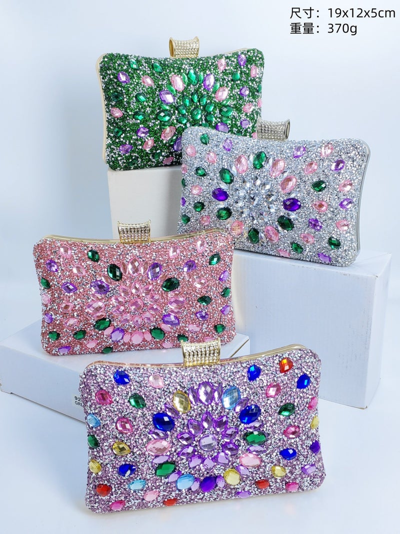 2025 Fashion Clip Bag High-Grade Diamond-Encrusted Women'S Evening Bag Banquet Party Wedding Bride Bag - Image 2