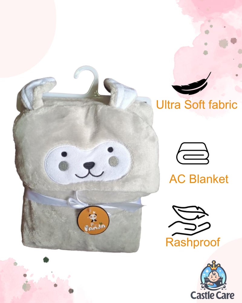 Castle Care - Newborn Baby Center Hood Blanket - Usefull for Baby Shower Gift - Super Soft Bathrobe Baby Wrapper Cum Baby Bath Towel - Cream - Pack of 1 (Grey) - Image 3