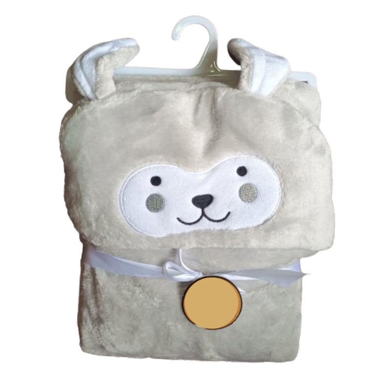 Castle Care - Newborn Baby Center Hood Blanket - Usefull for Baby Shower Gift - Super Soft Bathrobe Baby Wrapper Cum Baby Bath Towel - Cream - Pack of 1 (Grey) - Image 1