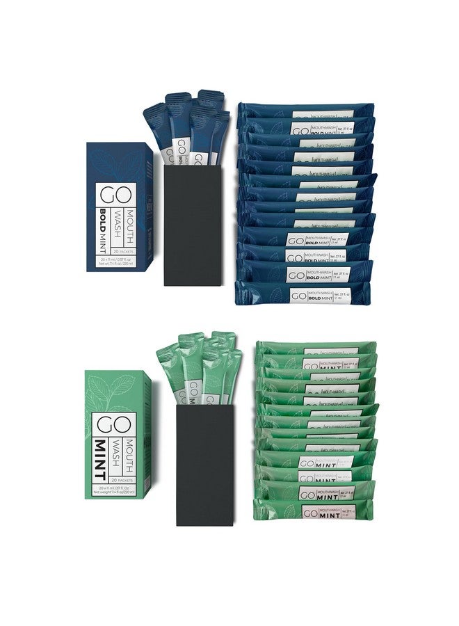 Exershield Bold Mint Go Travel Size Mouthwash Packets Bold Mint - Individual Mini Mouthwash For Fresh Breath - Smart Packet Design To Reduce Travel Bottle Waste -Bold Mint Flavored Portable Travel Mouthwash Bulk - Image 1