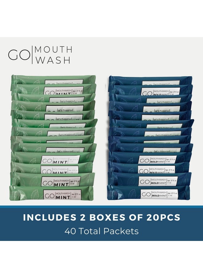 Exershield Bold Mint Go Travel Size Mouthwash Packets Bold Mint - Individual Mini Mouthwash For Fresh Breath - Smart Packet Design To Reduce Travel Bottle Waste -Bold Mint Flavored Portable Travel Mouthwash Bulk - Image 2