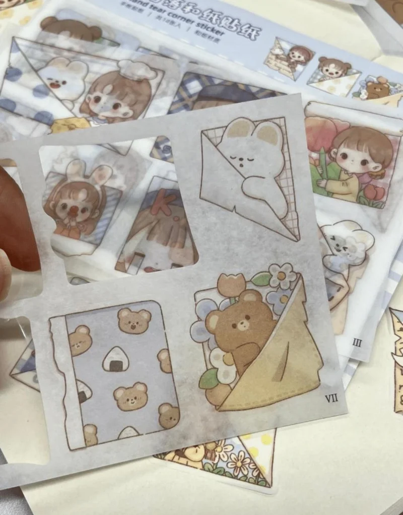 Kağıt Gemi Dükkan Paper Ship Shop Cute Girl and Her Cute Friends 14 Sheets Pack Sticker/Decal/Bullet Journal/Notebook Decoration