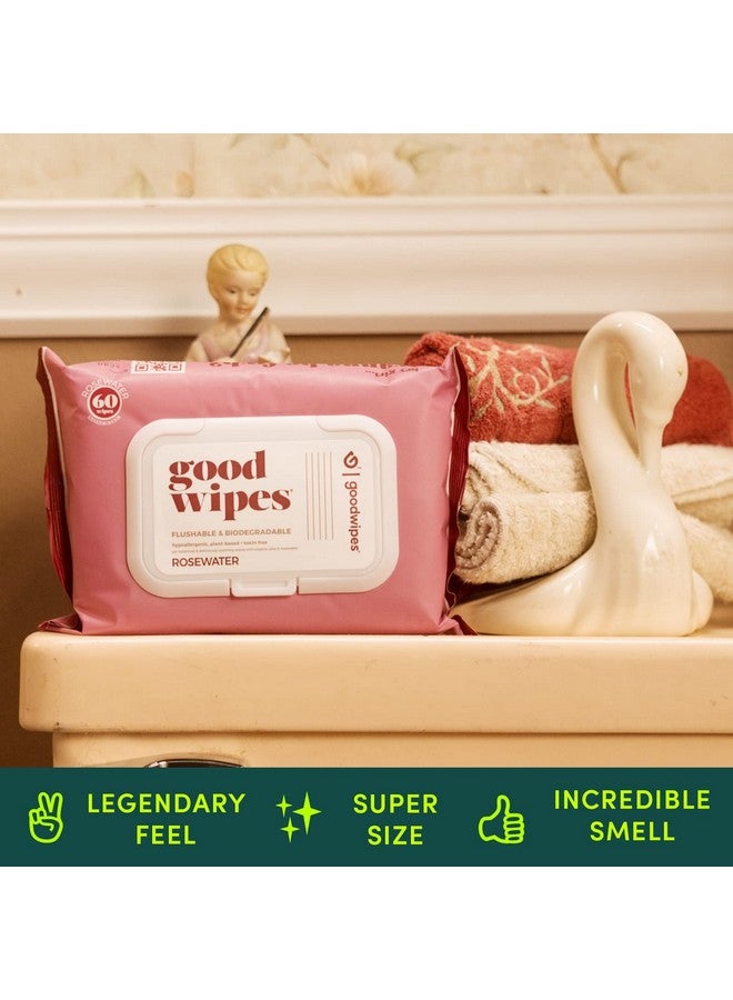 Goodwipes Flushable Wipes - Made with Vitamin E & Aloe - Soft, Individually Wrapped Butt & Feminine Cloths for On-the-Go & Travel Use - Largest Adult Toilet Towelettes - Rosewater, 1 pack, 32 count - Image 3