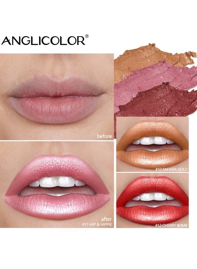 Anglicolor Metallic Shine Lipstick for Women, High Impact Lipcolor, Silky Smooth and Moisturizing, Non-Sticky, Long Lasting and Smudge Proof, Full Coverage Lip MakeUp (#05 BE HAPPY) - Image 4
